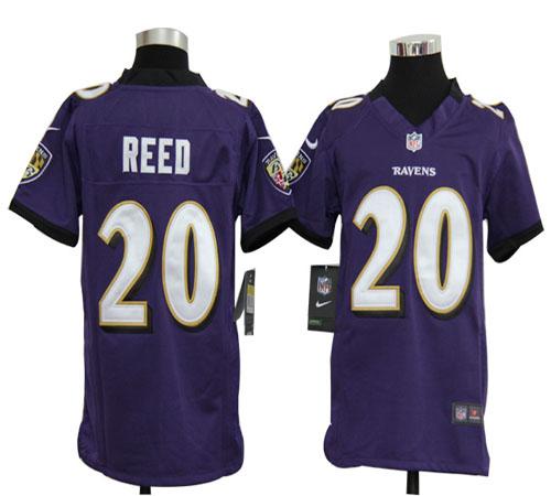 Nike Youth Baltimore Ravens 20 Miami Reed Game White NFL Jersey